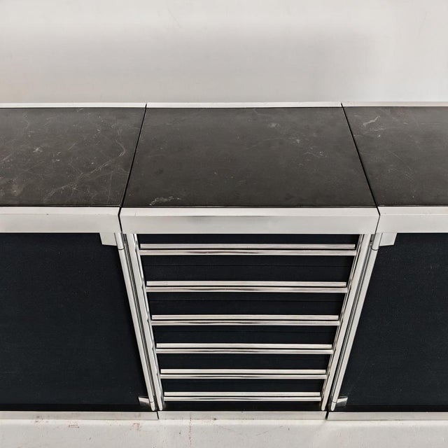 Sideboard in Fabric, Leather, Marble and Metal attributed to Guido Faleschini for I4 Mariani Hermes, 1970s For Sale - Image 10 of 18