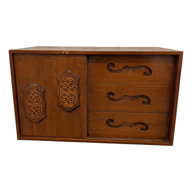 Young Manufacturing 1960's Vintage Mid Century Modern Brutalist Dresser, Attributed For Sale