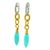 Metal 1990s Pair of Italian 18k Gold Diamond & Turquoise Link Drop Earrings For Sale - Image 7 of 10