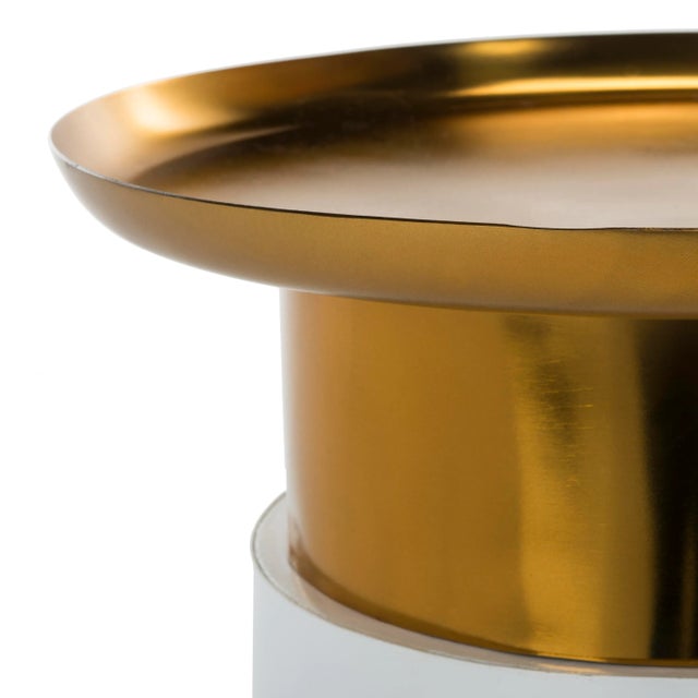 Modern Tray Top Side Table in Gold & White For Sale - Image 3 of 6