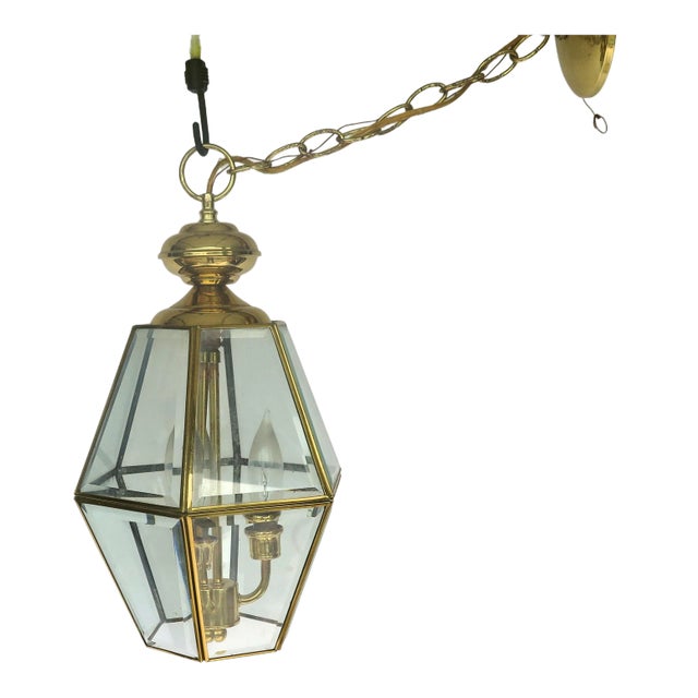 1970s Entry Way 3 Light Brass Pendant For Sale