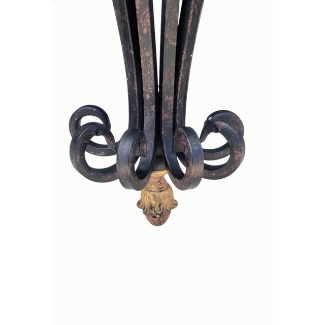 Vintage Hollywood Regency Demilune Black Gold Gilt Twisted Rope Iron Half Moon Wall Console Table For Sale - Image 9 of 11
