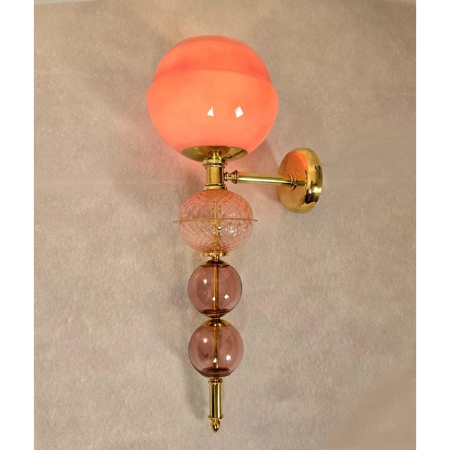 1990s Mid Century Modern Purple Murano Glass Sconces - a Pair For Sale In Dallas - Image 6 of 13