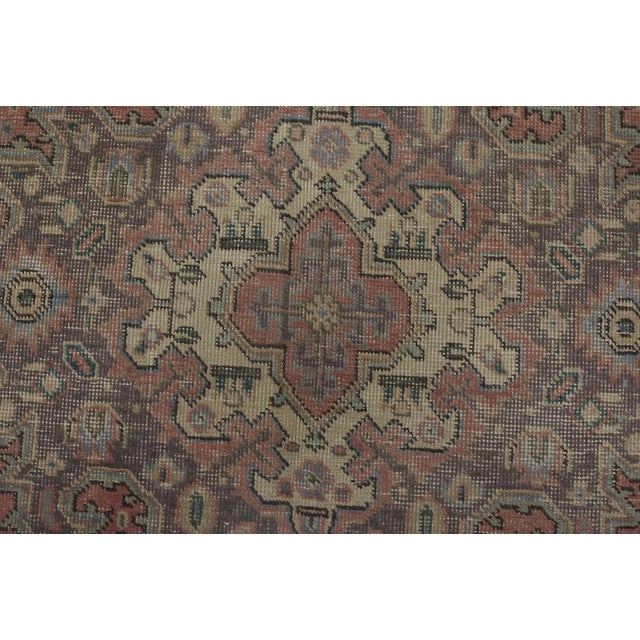 Pink Tabriz Rug 6’4” X 9′ Pink Wool Vintage Distressed Hand-Knotted Oriental Carpet For Sale - Image 8 of 14