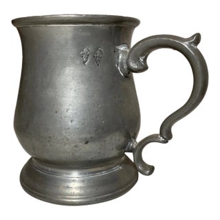 Share Rare Antique 18th Century 1700's Handmade Pewter Beer Child Mug Stein Touch Mark For Sale