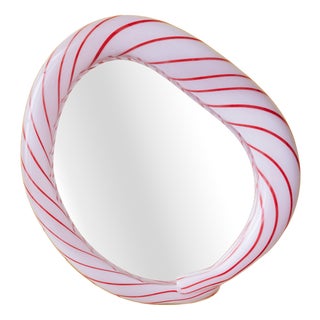 Large Candy Mirror in Striped Glass by Studio Berg For Sale