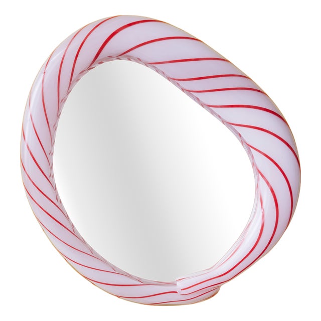 Large Candy Mirror in Striped Glass by Studio Berg For Sale