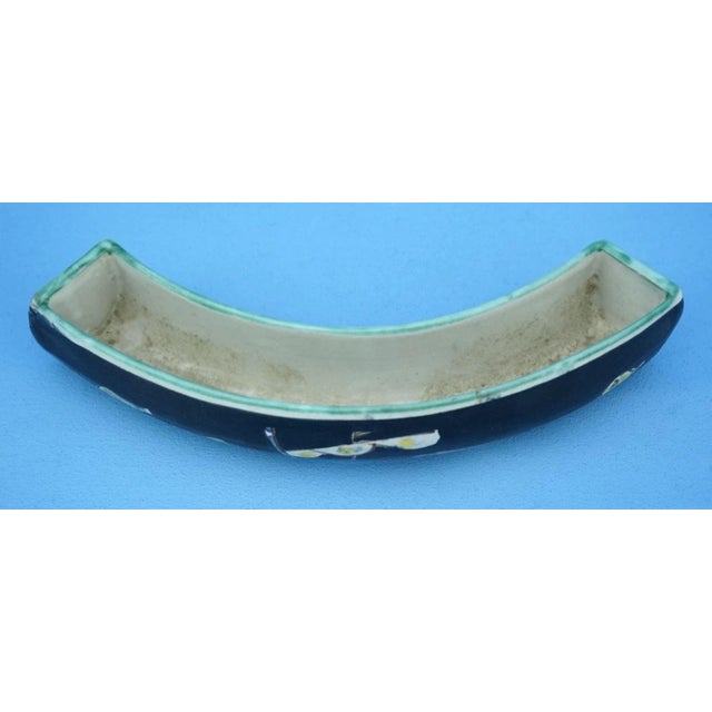 Crescent-Shaped Ceramic Planter with Sailing Ship and Fish Decoration attributed to Kowalisca for Cas Vietri, 1930s For Sale - Image 6 of 18