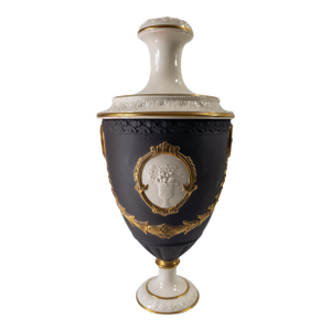 19th Century English or Continental Black Basalt and Creamware Wedgwood Style Lamp Base