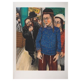 David Azuz, At the Museum of Jewish Culture, Original Lithograph For Sale