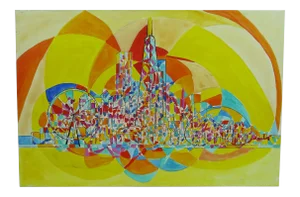 2013 Pia Bacca Post Impressionist Oil on Canvas of Chicago Cityscape