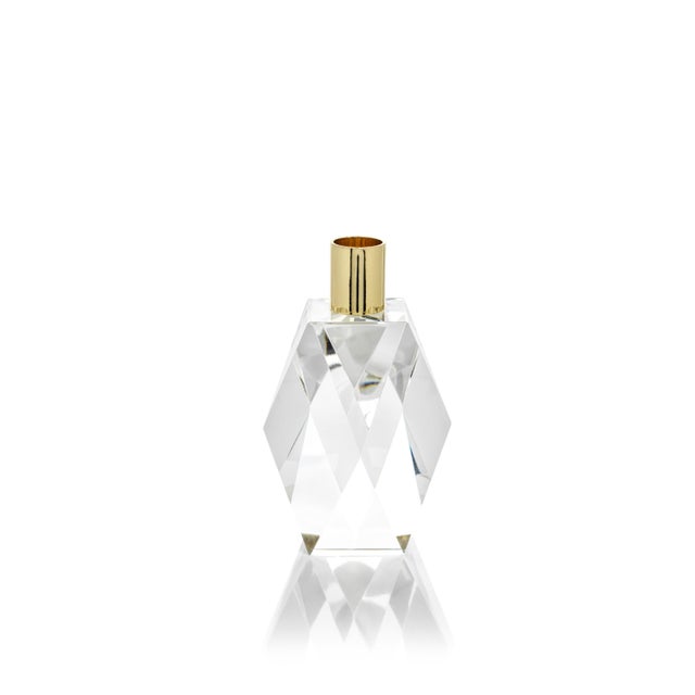Crystal is hand-cut to surface faceted texture that bounces light in all directions. Real, shiny brass adds chic accent on...