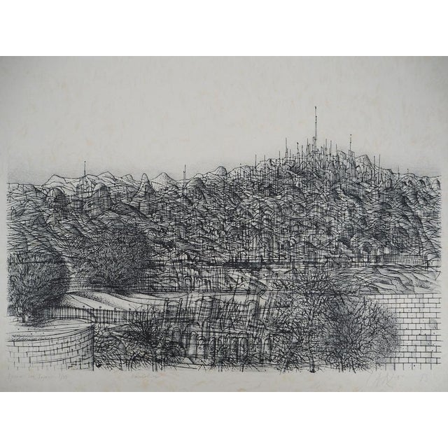 Jean CARZOU The Hill, 1983 Original lithograph Signed in pencil On Japanese paper 53.5 x 76 cm Numbered / 200ex Excellent...