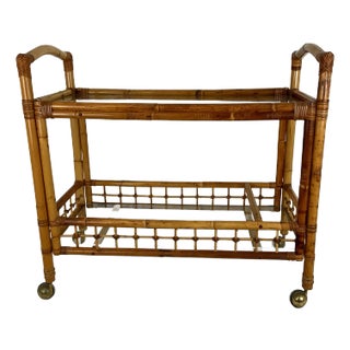 1960s Vintage Bamboo Bar Cart For Sale