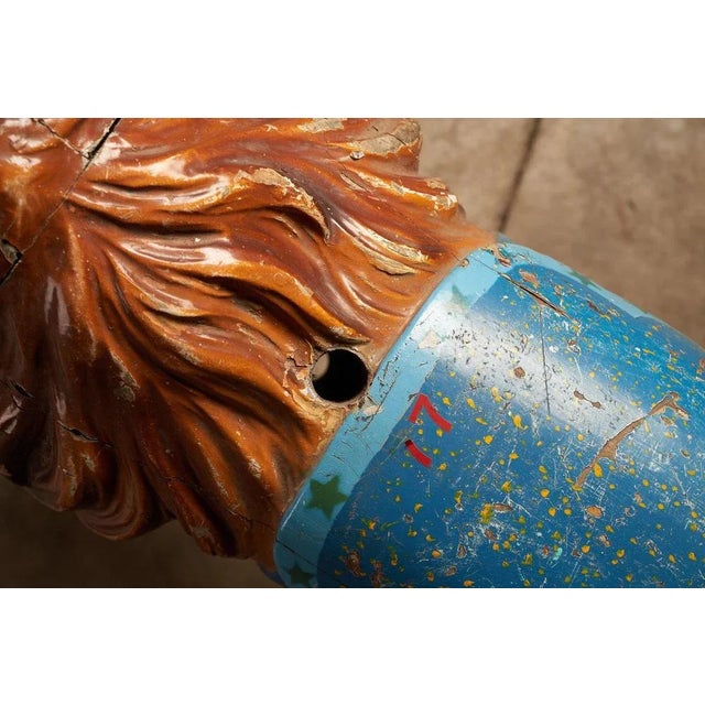 Vintage Carved Wood Lion Carousel Figure, 1950s For Sale - Image 6 of 8