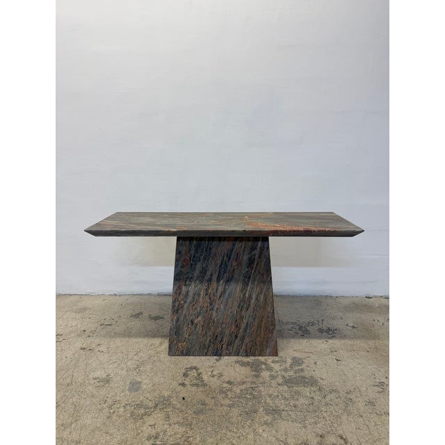 1980s Variegated Green Natural Stone Marble Console Table, Italy 1980s For Sale - Image 5 of 13