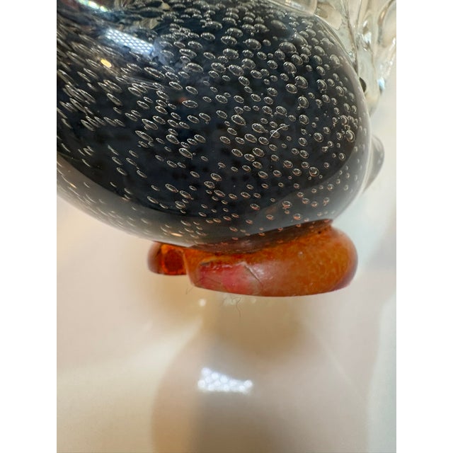 Murano Vintage Signed Murano Black Swan Art Hand Blown Glass Sculpture Figurine For Sale - Image 4 of 14