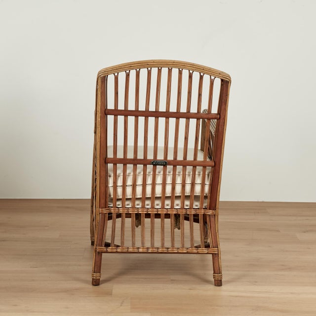 Tan French Art Deco Rattan Pair of Armchairs For Sale - Image 8 of 16