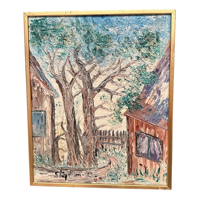 Stig Allan, House on Söderåsen, 1950s, Oil Painting on Canvas, Framed For Sale