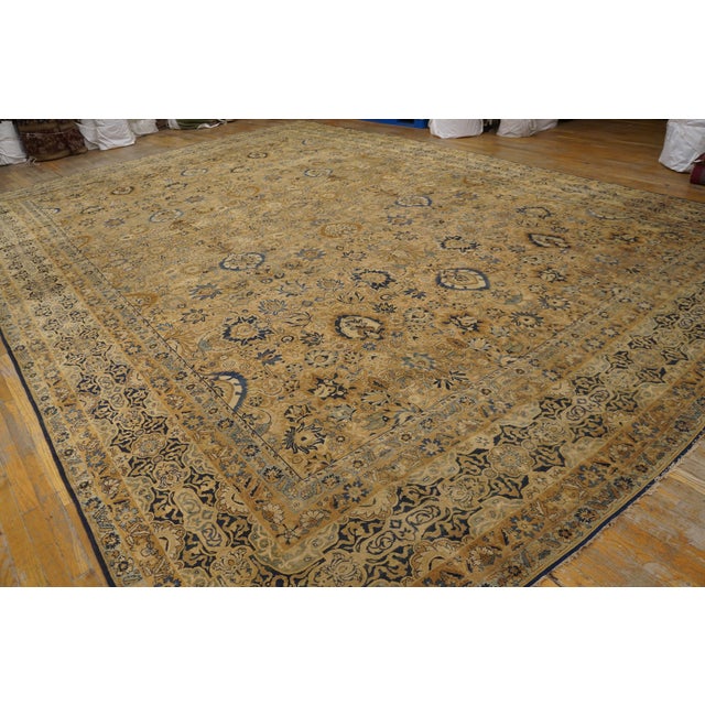 Luxurious Beige Background With Special Allover-Floral Design Antique Persian Kirman Rug For Sale - Image 11 of 12