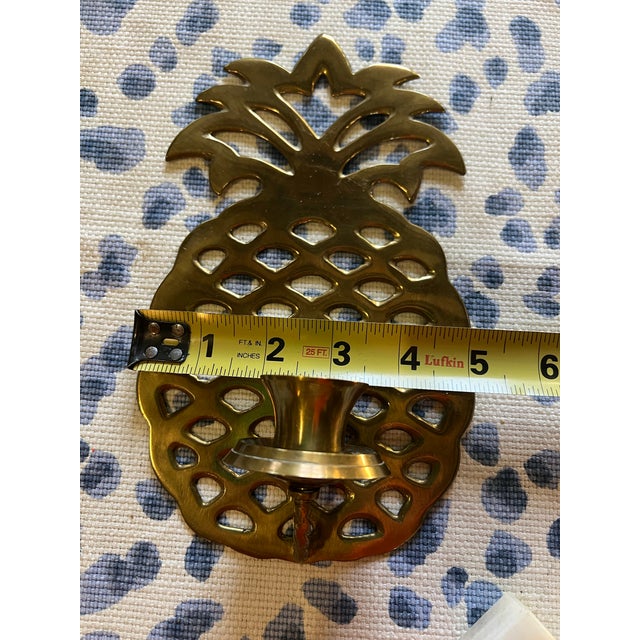 1970s Pair of Southern Brass Pineapple Candle Sconces For Sale - Image 9 of 10