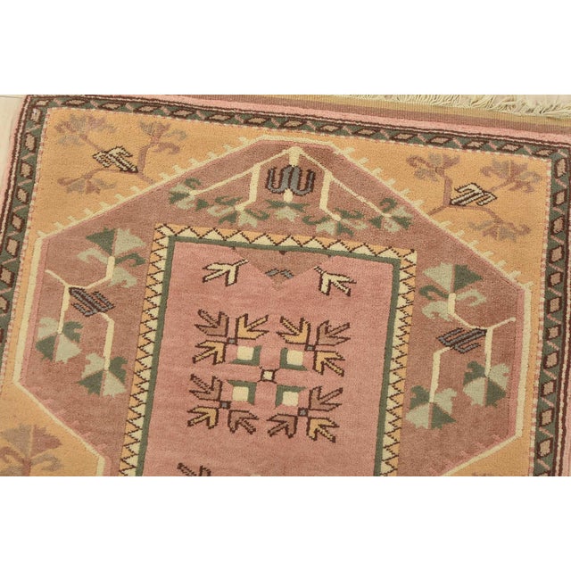 Milas Rug 3’2” X 4’4” Pink Wool Vintage Tribal Hand-Knotted Oriental Carpet For Sale In Philadelphia - Image 6 of 12