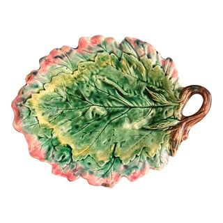 Large 19th Century Etruscan Majolica Leaf Dish by Griffen, Smith & Hill For Sale