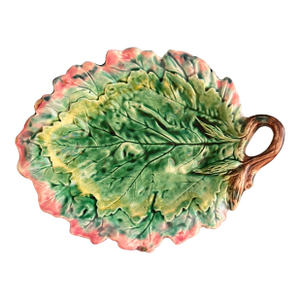 Large 19th Century Etruscan Majolica Leaf Dish by Griffen, Smith & Hill