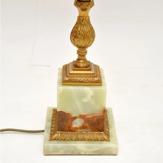 Gold Large Vintage French Onyx & Gilt Metal Table Lamp, 1930s For Sale - Image 8 of 9