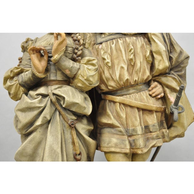 Early 20th Century Antique French Renaissance Hennecke & Co "Faust & Marguerite" Plaster Statue For Sale - Image 5 of 18