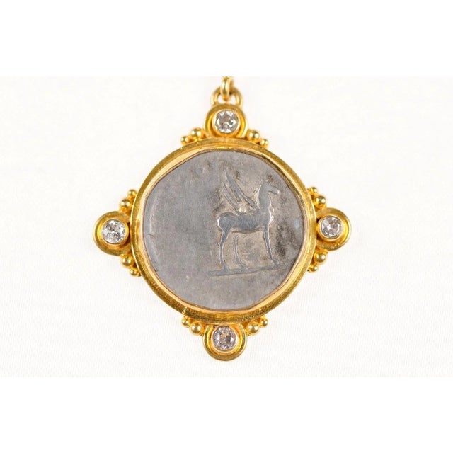 Antique Roman Denarius Coin in 22k Pendant W/Diamonds For Sale - Image 10 of 12