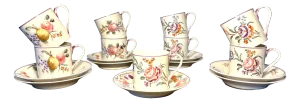 Coffee Cups and Saucers from Mennecy‑Villeroy, Set of 18