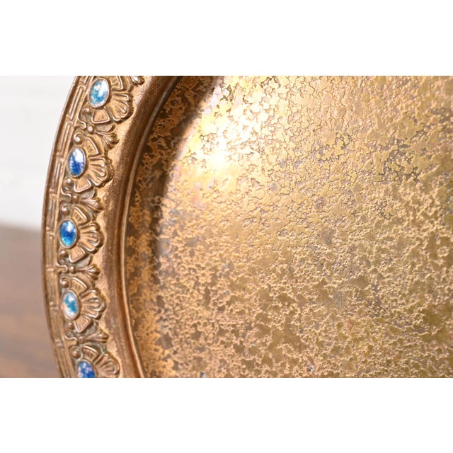 Louis Comfort Tiffany Furnaces Favrile Bronze Doré and Enamel Charger Plate or Serving Tray For Sale In South Bend - Image 6 of 10