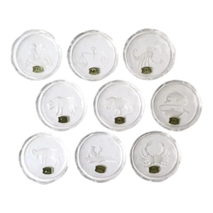 Belgian Val Saint Lambert Crystal Zodiac Cocktail Drinks Coasters