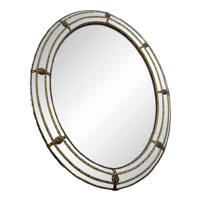 Vintage Venetian Style Oval Wall Mirror For Sale