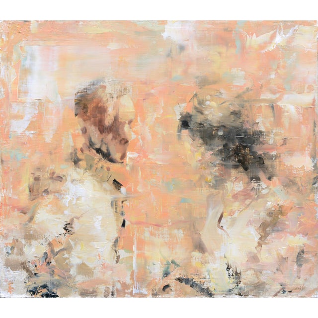 This oil painting presents an ethereal portrayal of a bride, with soft, muted hues that create a dreamlike atmosphere. The...