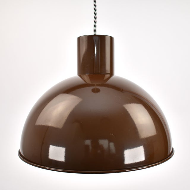 Metal Mid 20th Century Midi Bunker Fog & Mørup Pendant Light by Jo Hammerborg in Chocolate Brown For Sale - Image 7 of 17