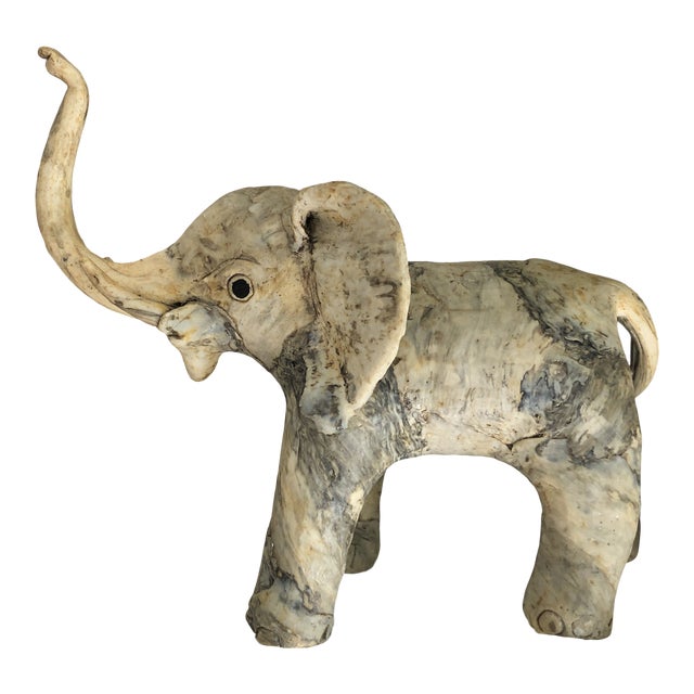 Philippines Crushed Oyster Shell Elephant Figurine Chairish