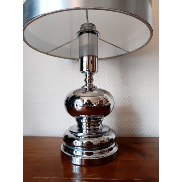 Chrome Lamp in the style of Philippe Barbier, 1970s For Sale - Image 6 of 8