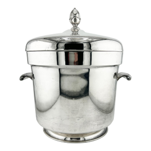 Mid 20th Century f.b. Rogers Silver Co. Lidded Silverplate Ice Bucket With Milk Glass Liner
