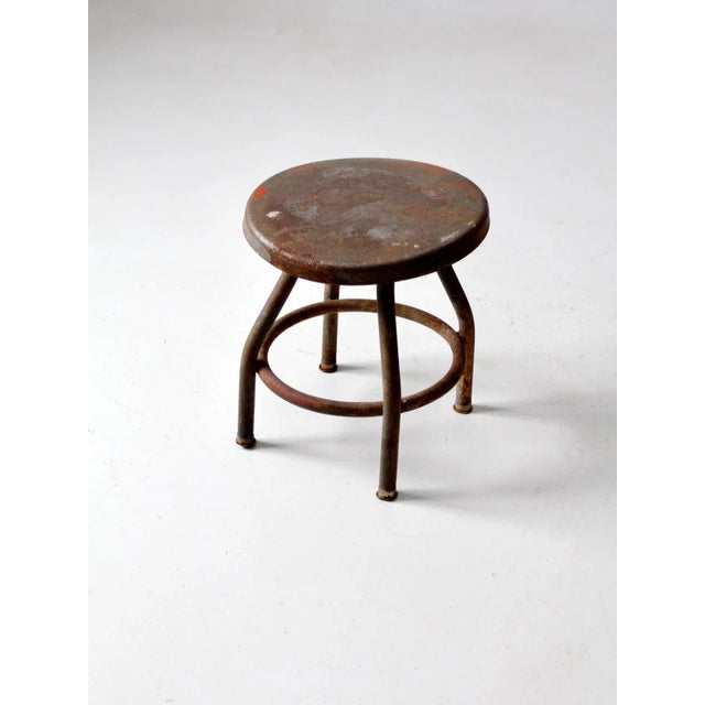 Gray Vintage Industrial Metal Stool For Sale - Image 8 of 9