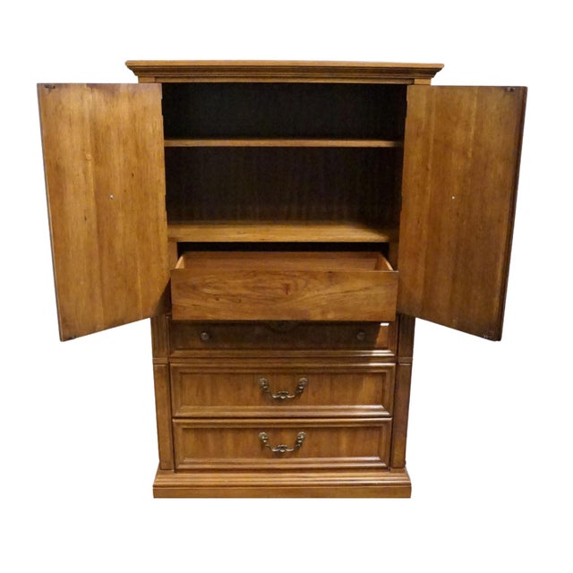 Wood Thomasville Furniture Serenade Collection Burled Walnut Italian Neoclassical Tuscan Style 40" Armoire 21211-340 For Sale - Image 7 of 16