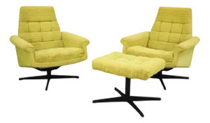 Mid-Century Modern Chairs with Ottoman by Morávek and Munzar, 1970s, Set of 3