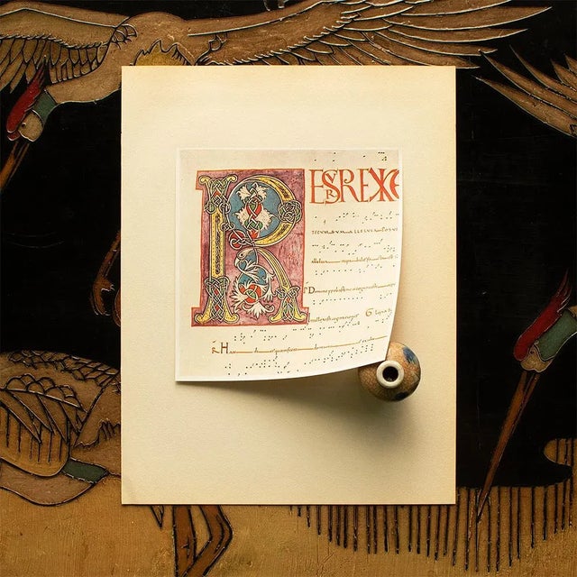 1949 Letter R From "A Gradual of Albi", First Edition Vintage Full Color Lithograph For Sale - Image 4 of 8