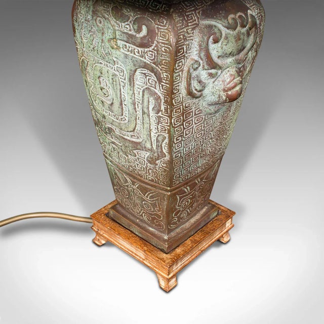 1970s Vintage Oriental Bronze Decorative Table Lamp For Sale - Image 10 of 11