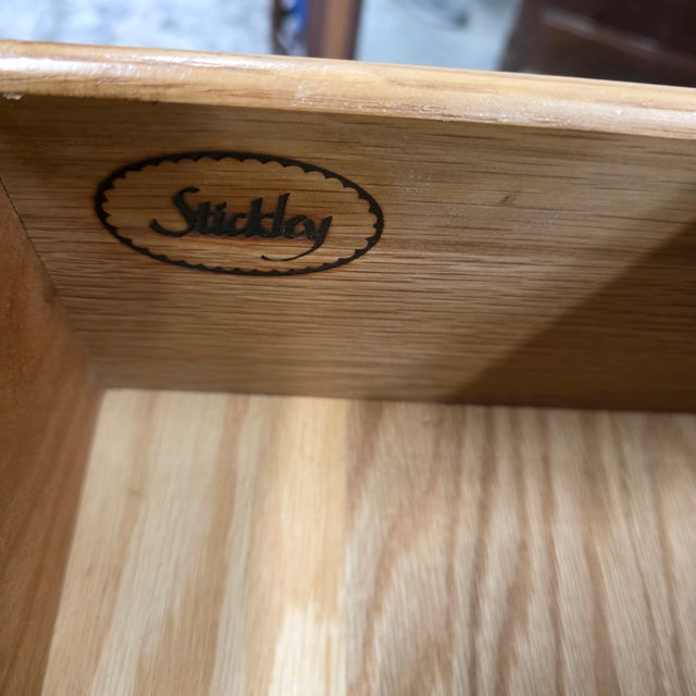 Stickley Stickley Solid Cherry Nine-Drawer Triple Dresser With Brass Hardware and Diamond Carved Accents, Circa 1990s For Sale - Image 4 of 14