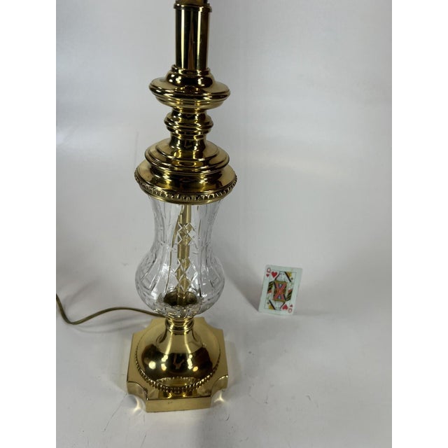 Late 20th Century Late 20th Century Table Lamp Traditional Neoclassical Brass and Hand Cut-Glass Vantage For Sale - Image 5 of 13
