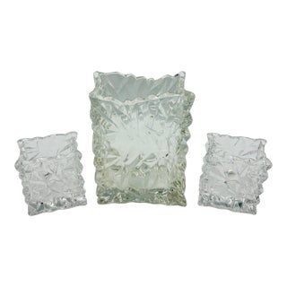 Rosenthal Crystal Paper Bag Collection Vases - 3 Piece Set For Sale