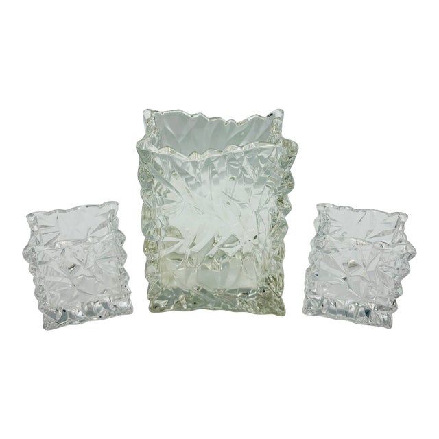 Rosenthal Crystal Paper Bag Collection Vases - 3 Piece Set For Sale