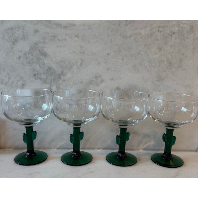 American Set of 4 Vintage Libbey Cactus Margarita Glasses For Sale - Image 3 of 9